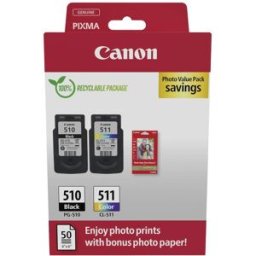 Canon Encre PG-510+CL-511 dorigine paquet de 2 noir, couleur 2970B017