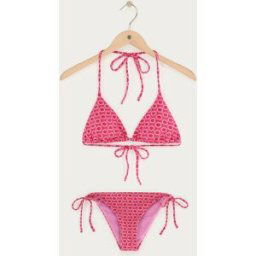 Ensemble de bikini jacquard rose avec soleils My Jewellery Rose L femme
