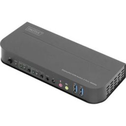 Digitus DS-12850 2+2 ports Commutateur KVM Display-Port, HDMI télécommande, clavier 3840 x 2160 Pixel