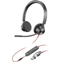 HP Poly Blackwire C3325-M Micro-casque supra-auriculaire filaire Stereo noir Suppression du bruit du microphone micro-casque, volume réglable, mise en sourdine