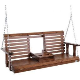 VEVOR Balançoire de porche en bois, 1523x710x600 mm, banc de terrasse pour cour et jardin, forte capacité de charge 400 kg, banc de balançoire robuste avec chaînes de suspension pour extérieur, marron