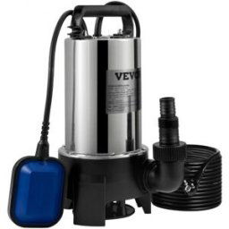 VEVOR Pompe de Relevage Eaux Chargées 1100 W Pompe d’Évacuation pour Eau Chargée, 333,3 L/min Immergée Vide Piscine Cave Fosse Septique avec Adaptateur de Décharge pour Pomper Eaux Sales Usées