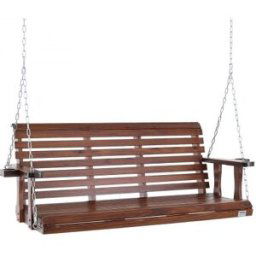 VEVOR Balançoire de porche en bois, 1702x710x600 mm, banc de terrasse pour cour et jardin, forte capacité de charge 400 kg, banc de balançoire robuste avec chaîne de suspension pour extérieur, marron