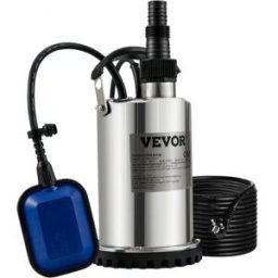 VEVOR Pompe de Relevage Eaux Chargées 550 W Pompe d’Évacuation pour Eau Chargée, 158 L/min Immergée Vide Piscine Cave Fosse Septique avec Adaptateur de Décharge pour Pomper Eaux Sales Usées