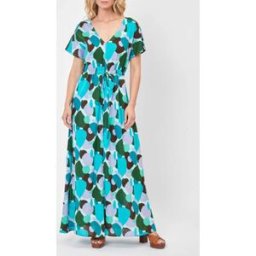 Robe courte La Fiancee Du Mekong Robe manches papillon coton bio AMAYA Bleu