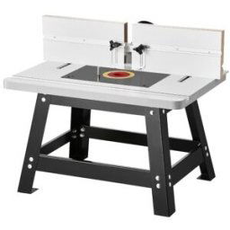 VEVOR Table de Toupie d'Établi 61x40 cm, avec Guide Réglable, Plateau MDF, Base Métal Robuste, Ports de Collecte Poussière, Compatible avec Toupies, Divers Forets, de Couper, Rogner, Percer, Façonner