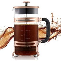 VEVOR Cafetière à Piston en Verre Borosilicaté Capacité 1 L, Presse à Café avec Filtre en Acier Inoxydable, Grande Théière à Piston, Infusion à Froid, pour Camping, Voyage, Maison, Cuisine, Cuivre