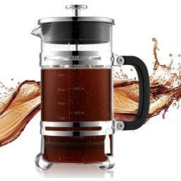 VEVOR Cafetière à Piston en Verre Borosilicaté Capacité 1 L, Presse à Café avec Filtre en Acier Inoxydable, Grande Théière à Piston, Infusion à Froid, pour Camping, Voyage, Maison, Cuisine, Argent