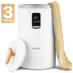 VEVOR Chauffe Serviettes 20 L, Seau Sèche-serviettes pour Salle de Bain Spa, avec Écran LED, Réglage de la Température, Minuterie et Verrou de Sécurité, pour Couvertures Peignoirs, Maison, Blanc