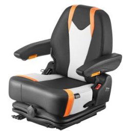 VEVOR Siège de Chariot Élévateur Universel, 60x51x64 cm, Siège de Tracteur de Suspension Rabattable avec Dossier Réglable, Accoudoir, Ceinture de Sécurité, Micro-interrupteur, pour Chargeur, Tondeuse
