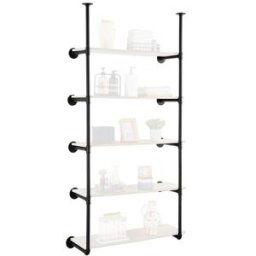 VEVOR Étagère Murale Tuyau Industrielle, 5 Niveaux, Support Mural Flottant Rangement pour Planche 25 cm Non Incluse, Lot de 2, pour Articles Divers de Cuisine, Chambre à Coucher, Salle de Bain, Salon