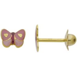 Boucles oreilles Brillaxis Boucles d'oreilles papillon rose or Jaune