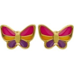Boucles oreilles Brillaxis Boucles d'oreilles Papillon à vis laque multicolore Jaune