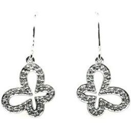 Boucles oreilles Brillaxis Boucles d'oreilles papillons or blanc 9 carats 375/1000 Blanc