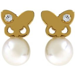 Boucles oreilles Brillaxis Boucles d'oreilles perle papillon or jaune Jaune