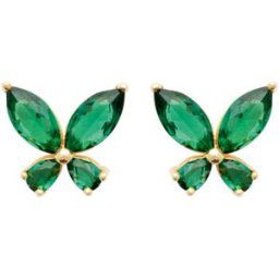 Boucles oreilles Brillaxis Puces d'oreilles papillons oxydes verts Jaune