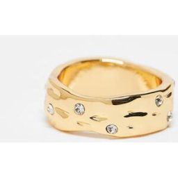ASOS DESIGN - Bague effet fondu en plaquÃ© or 14 carats Ã cristaux-DorÃ© DorÃ© M female