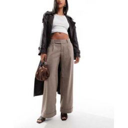 Hollister - Pantalon large habillÃ© Ã carreaux - Marron Marron XS female