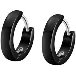 Bijoux piercing Lotus Boucles d'oreilles créoles homme Style acier noir Noir