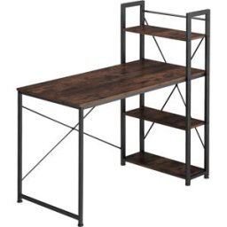 TecTake GmbH Bureau informatique HERSHEY 122x61x120cm - Bois foncé industriel, rustique
