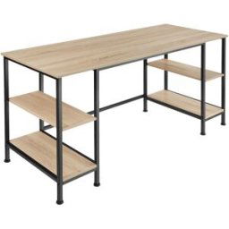 TecTake GmbH Bureau informatique STOKE 137x55x75cm - Bois clair industriel, Chêne Sonoma