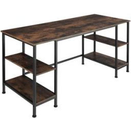 TecTake GmbH Bureau informatique STOKE 137x55x75cm - Bois foncé industriel, rustique