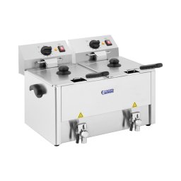 Friteuse électrique - 2 x 13 l - 6500 W - EGO-Thermostat - Robinet de vidange - Royal Catering