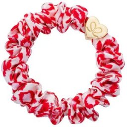 By Eloise London Gold Heart Silk Scrunchie couleur Red Leopard