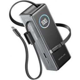 EcoFlow RAPID Powerbank (25 000 mAh, 170 W) 2×100 W câble USB-C intégré – Argent