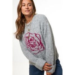 Pull gris avec motif de roses My Jewellery Gris femme