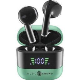 Cellular Line Oreillette Bluetooth, sans fil vert, noir boîtier de charge, affichage de la charge de la batterie, volume réglable
