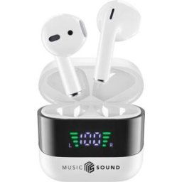 Cellular Line Oreillette Bluetooth, sans fil blanc, noir boîtier de charge, affichage de la charge de la batterie, volume réglable