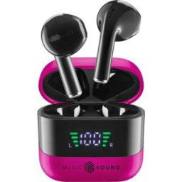 Cellular Line Oreillette Bluetooth, sans fil rose, noir boîtier de charge, affichage de la charge de la batterie, volume réglable