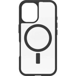 Otterbox React Coque arrière Apple iPhone 16 noir, transparent chargement par induction, compatible avec MagSafe 77-96243