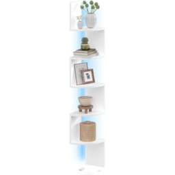 VASAGLE Étagère d'angle murale 5 niveaux avec LED et télécommande