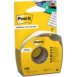 POST IT Post-it Ruban de masquage 658H Blanc 25,4 mm x 17,7 m avec dévidoir manuel