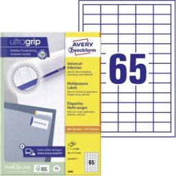 Avery Zweckform 3666 Etiquette universelles 38 x 21.2 mm papier blanc 6500 pc(s) fixation permanente imprimante à jet dencre, imprimante laser, imprimante
