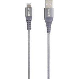 Skross Câble USB USB 2.0 USB-A mâle 1.20 m gris rond, flexible, gaine textile SKCA0011A-MFI120CN