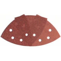 Set feuilles abrasives Delta avec bande auto-agrippante, perforé Bosch Accessories 2607017111 Grain 60, 80, 180 Cote dencoignure 105 mm 1 set