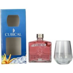 Gin cubique Cubical KISS Special Distilled Gin 37,5% Vol. 0,7l en boîte cadeau avec Verre
