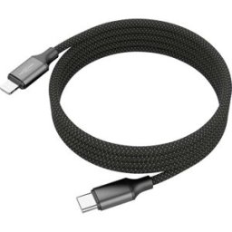 Ansmann Câble USB Connecteur Lightning , USB-C® mâle 120 cm noir gaine textile 1700-0187
