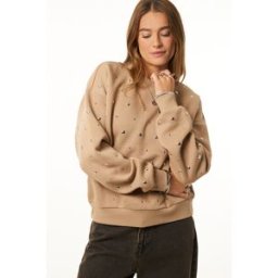 Sweat camel avec clous argentés My Jewellery Beige femme