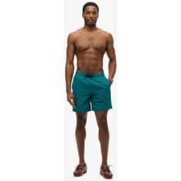 Superdry Homme Short de Bain Haut de Gamme Brodé Longueur 43 cm Vert Taille: M