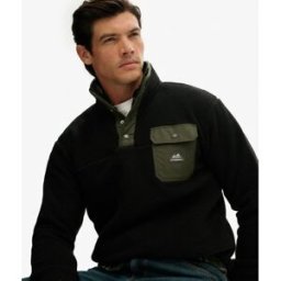 Superdry Homme Polaire Fuji à Col Pressionné Black Taille: XL