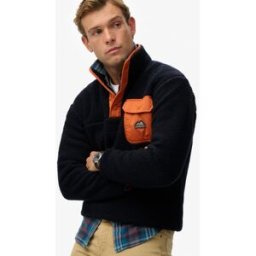 Superdry Homme Polaire Fuji à Col Pressionné Navy Taille: M