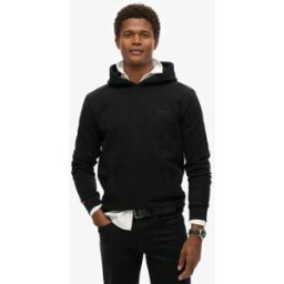 Superdry Homme Sweat à Capuche Semi-brossé à Logo Essential Noir Taille: M