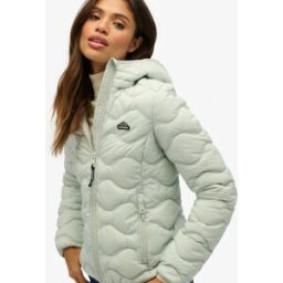 Superdry Femme Veste Matelassée à Capuche Fuji Lite Wave Light Grey Taille: 36