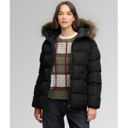 Superdry Femme Doudoune à Ceinture Fuji Black Taille: 38