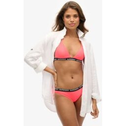 Superdry Femme Bas de Bikini Classique élastique Rose/noir Taille: 36