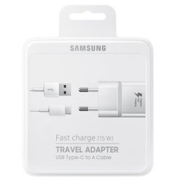 Samsung EP-TA20EWECG - Chargeur Secteur Complet - Adaptateur Fast Charge 2A & Câble USB Type-C - Blanc (Emballage Original)